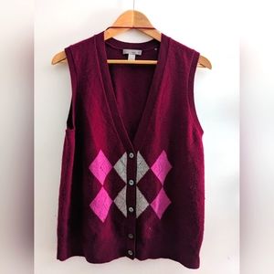 Charter Club 2 Ply CashmereVneck Argyle Vest